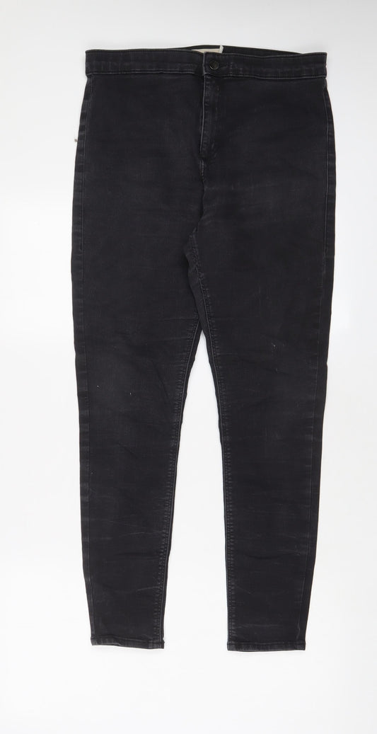 Topshop Womens Grey Cotton Skinny Jeans Size 34 in L32 in Regular Zip