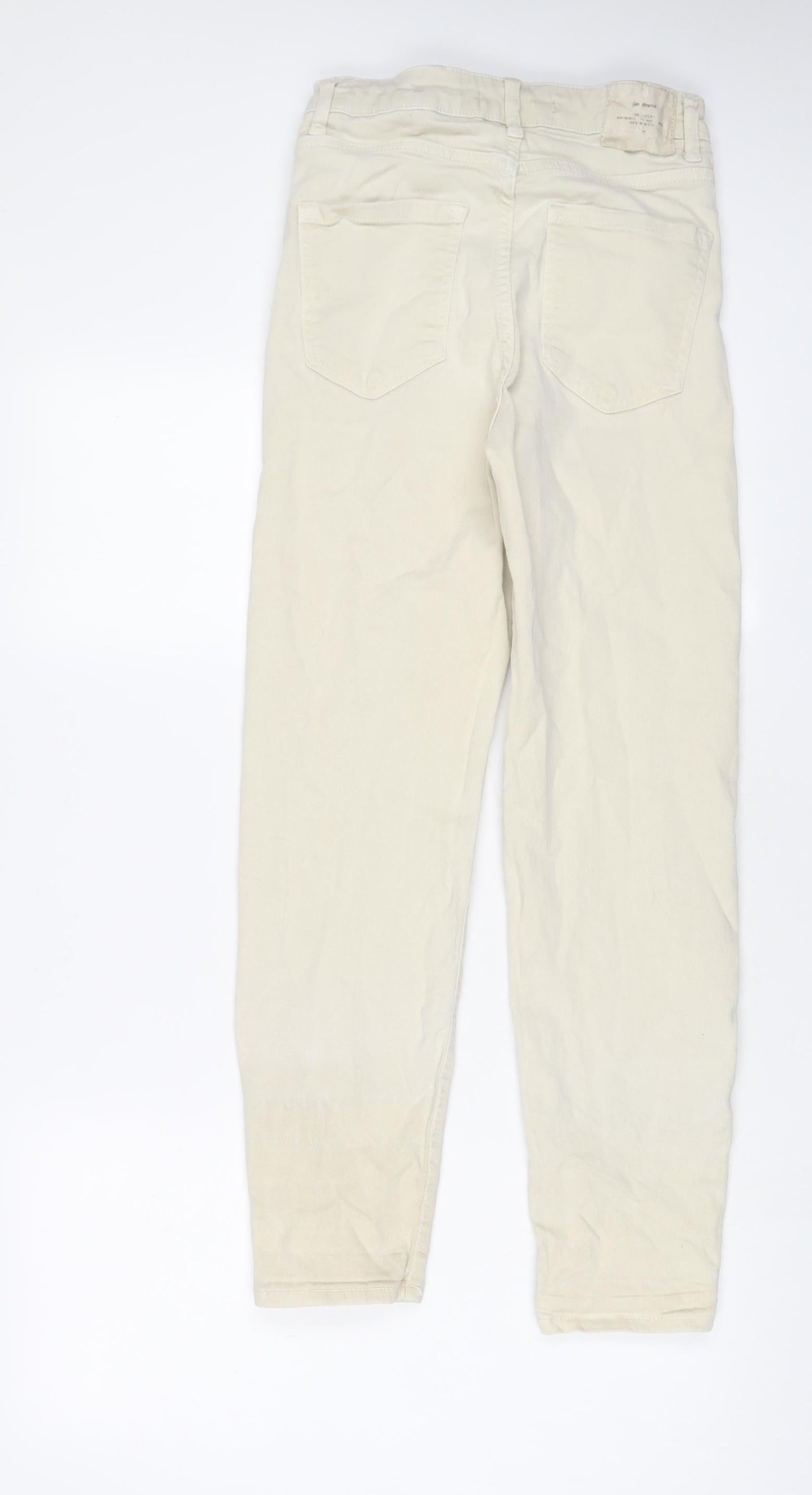 Womens UK Size 8 Stradivarius Regular Fit Straight Beige Jeans