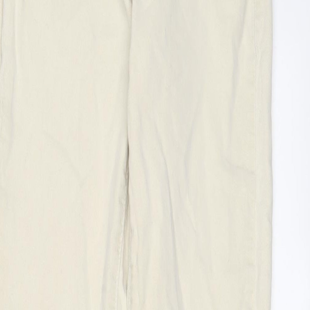 Womens UK Size 8 Stradivarius Regular Fit Straight Beige Jeans