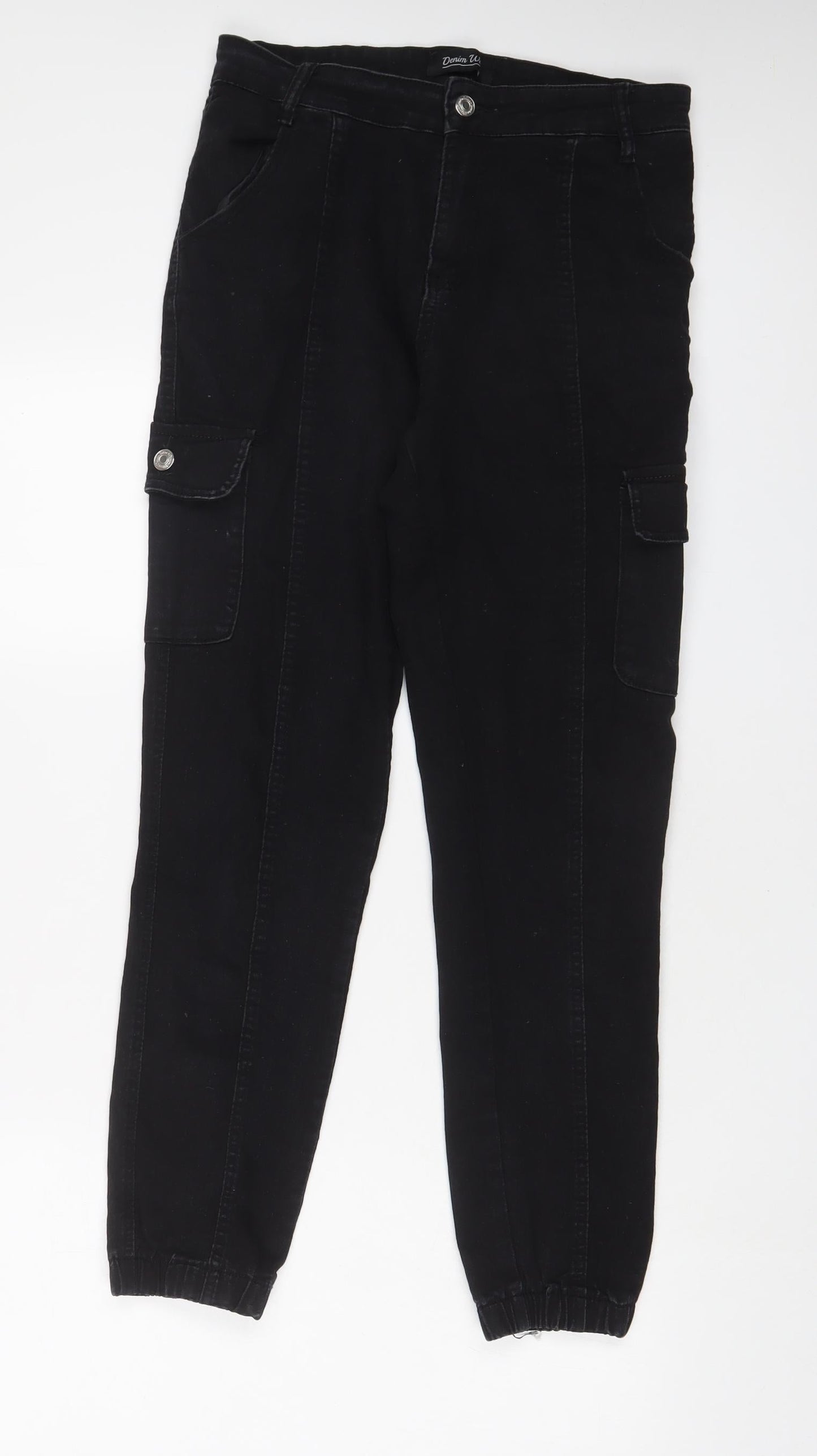 Womens UK Size 10 Denim wise Regular Fit Tapered Black Jeans