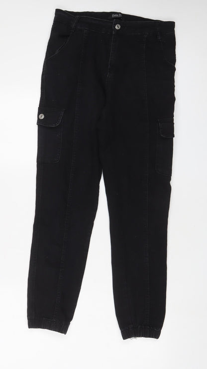Womens UK Size 10 Denim wise Regular Fit Tapered Black Jeans