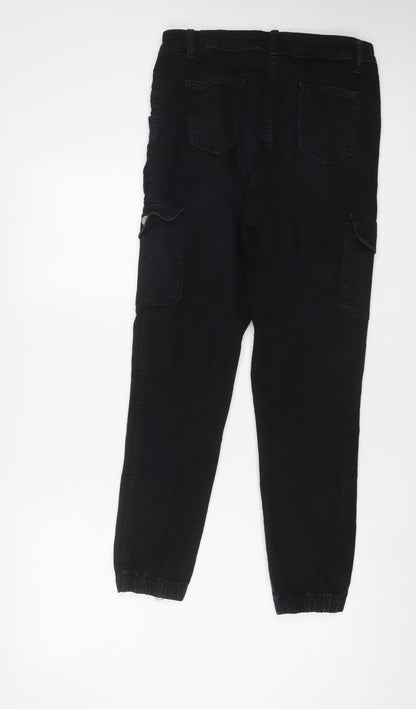 Womens UK Size 10 Denim wise Regular Fit Tapered Black Jeans