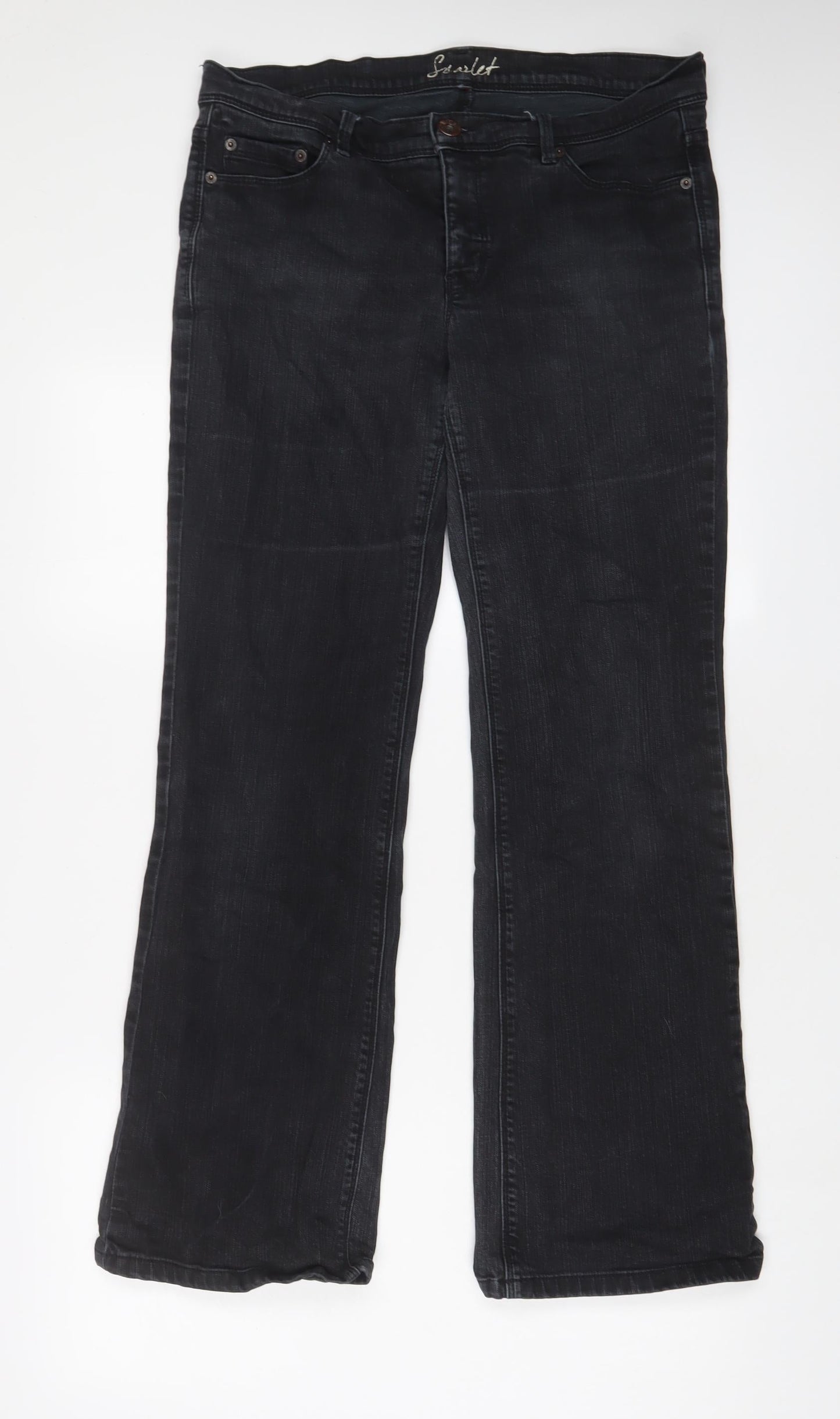 Oasis Womens Grey Cotton Bootcut Jeans Size 32 in L30 in Regular Zip