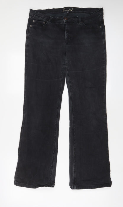 Oasis Womens Grey Cotton Bootcut Jeans Size 32 in L30 in Regular Zip