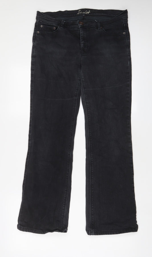 Oasis Womens Grey Cotton Bootcut Jeans Size 32 in L30 in Regular Zip