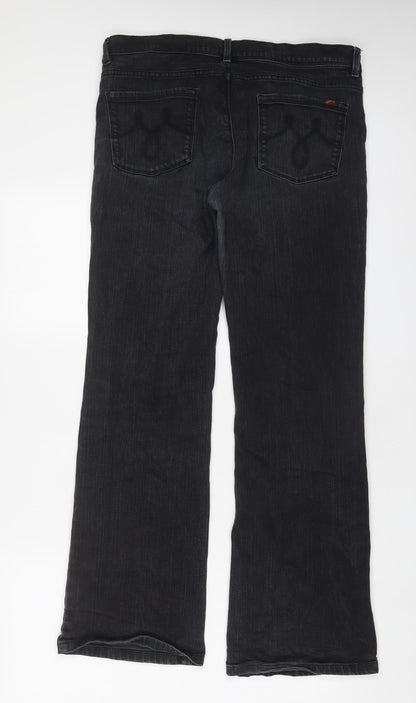 Oasis Womens Grey Cotton Bootcut Jeans Size 32 in L30 in Regular Zip
