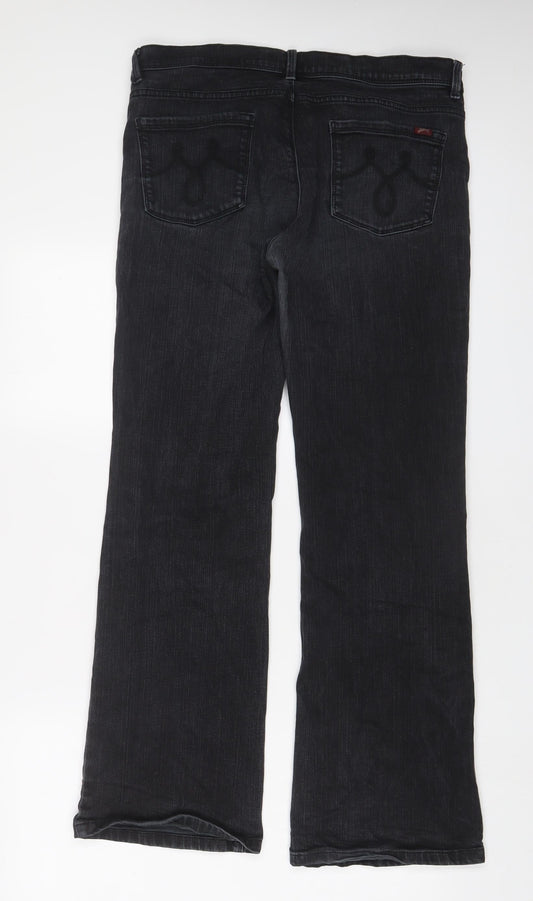 Oasis Womens Grey Cotton Bootcut Jeans Size 32 in L30 in Regular Zip