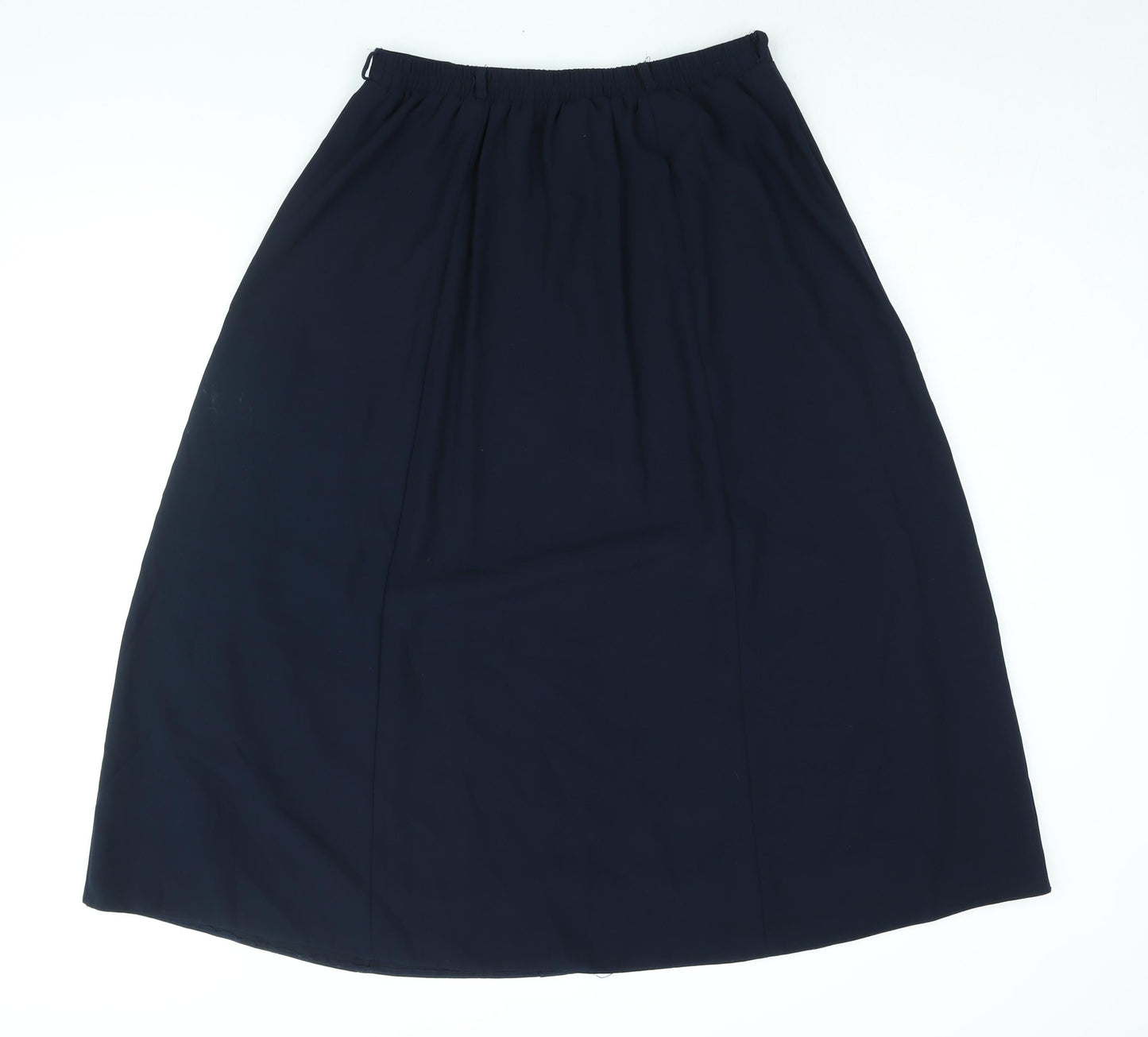 AMARANTO Womens Blue Polyester A-Line Skirt Size 12 - Elasticated Waist Button Detail