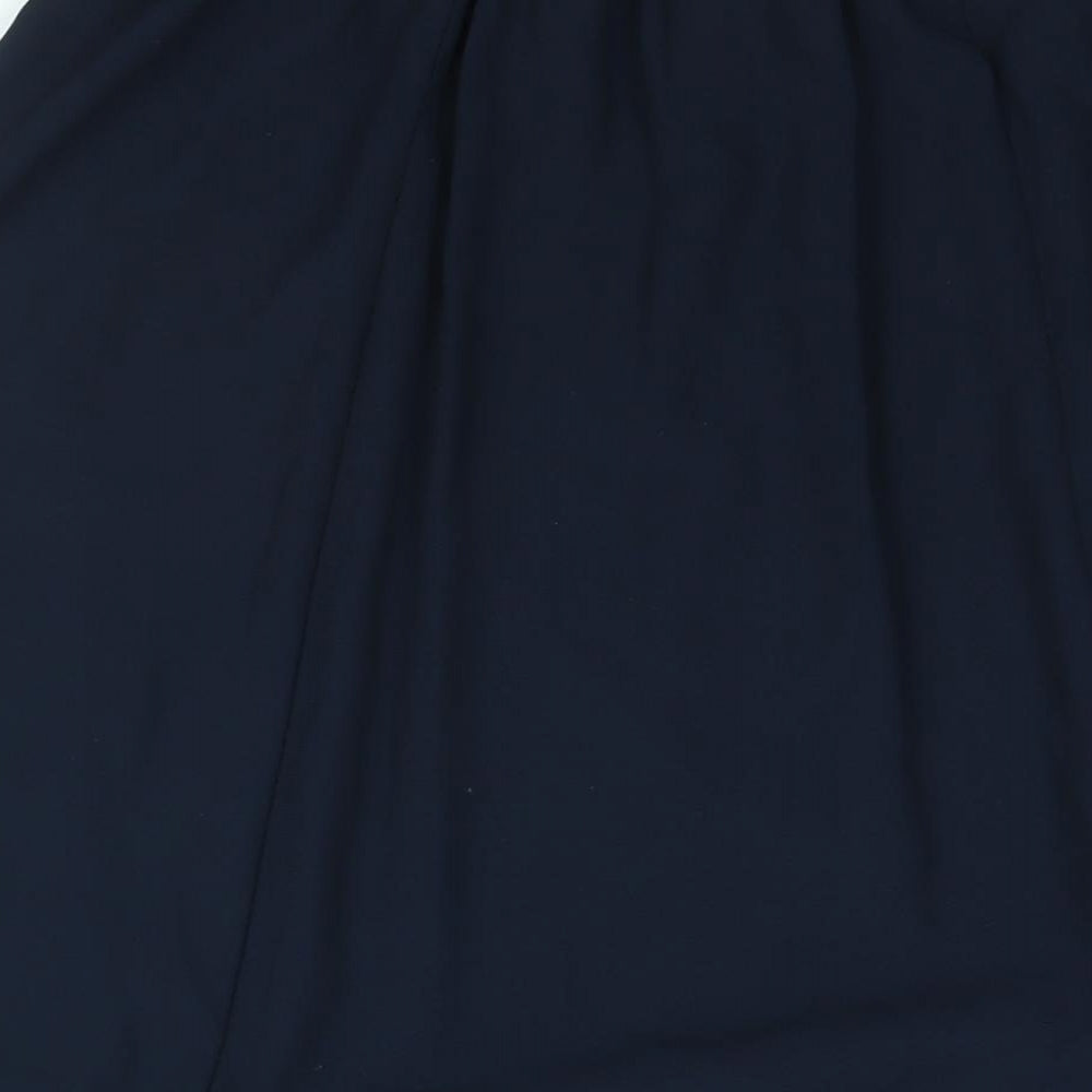 AMARANTO Womens Blue Polyester A-Line Skirt Size 12 - Elasticated Waist Button Detail