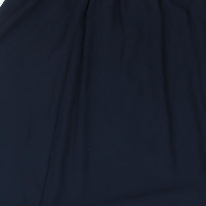 AMARANTO Womens Blue Polyester A-Line Skirt Size 12 - Elasticated Waist Button Detail