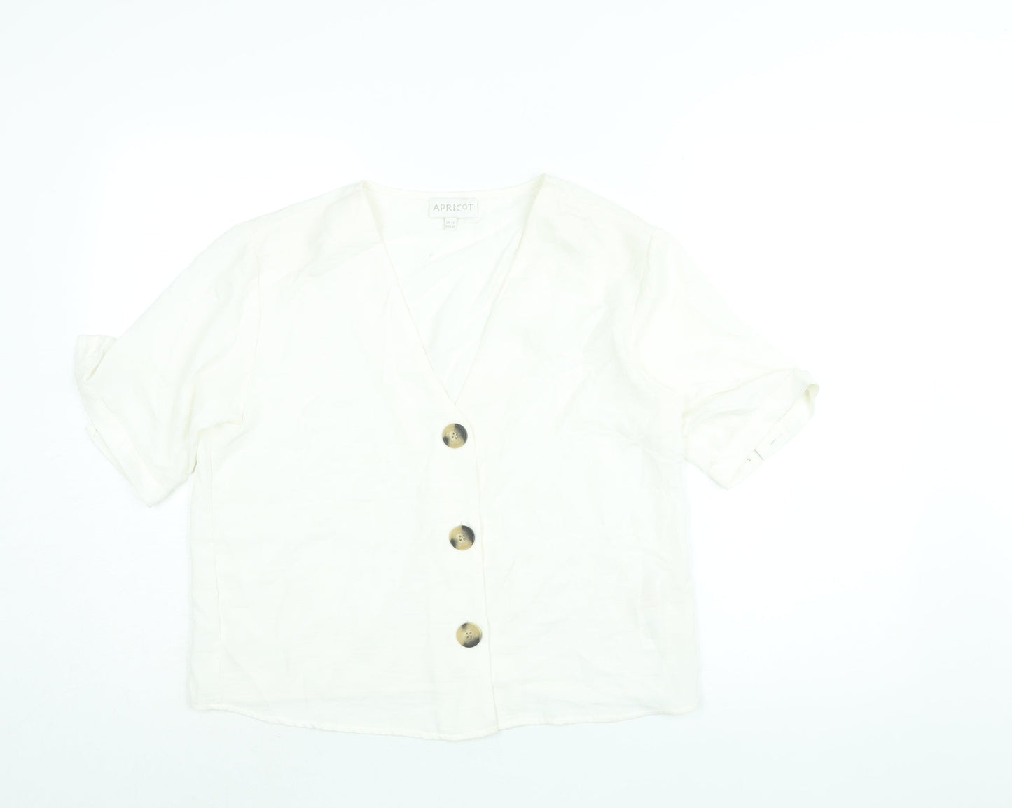Womens UK Size 12 Apricot White Basic Blouse