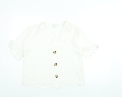 Womens UK Size 12 Apricot White Basic Blouse