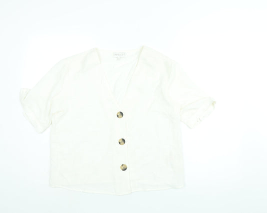 Womens UK Size 12 Apricot White Basic Blouse
