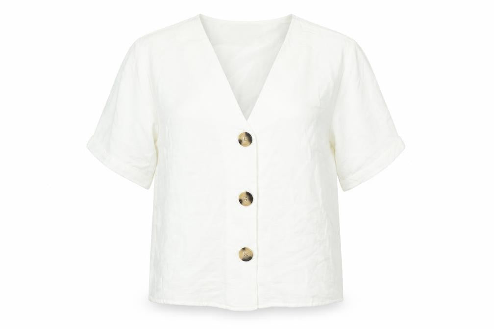 Womens UK Size 12 Apricot White Basic Blouse
