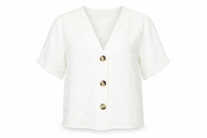 Womens UK Size 12 Apricot White Basic Blouse