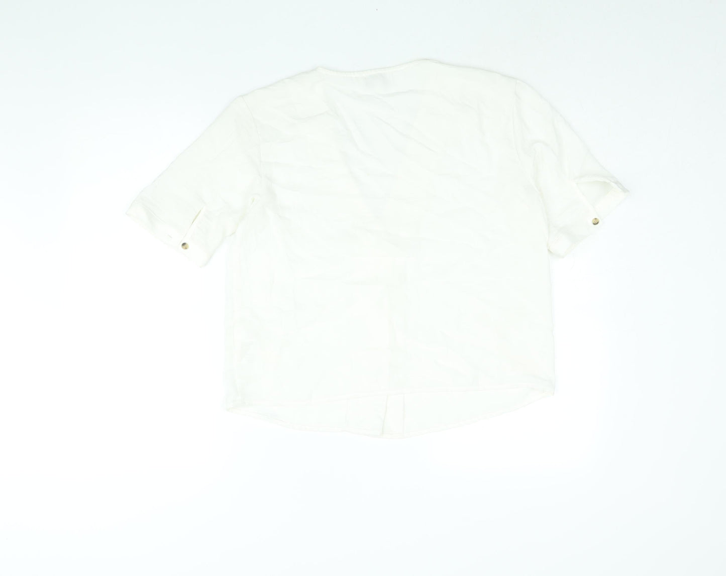 Womens UK Size 12 Apricot White Basic Blouse