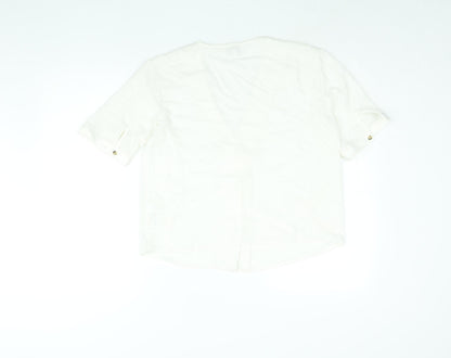 Womens UK Size 12 Apricot White Basic Blouse