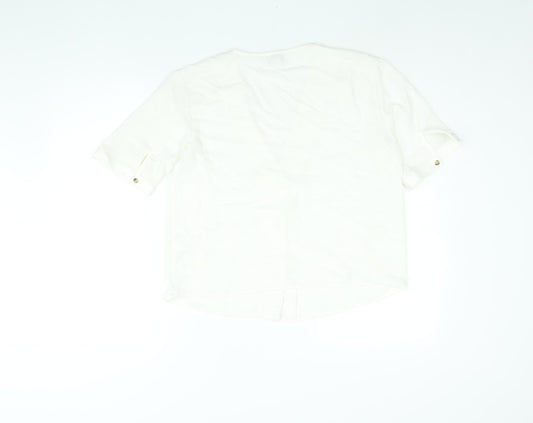 Womens UK Size 12 Apricot White Basic Blouse