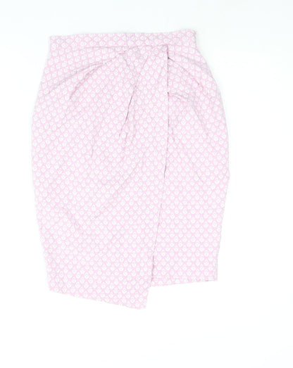 Closet Womens Pink Geometric Cotton Straight & Pencil Skirt Size 8 Zip