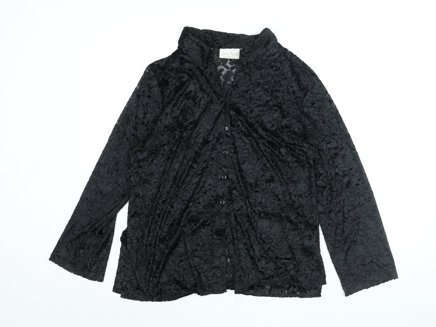 Womens UK Size 18 Sara Neal Black Basic Button-Up