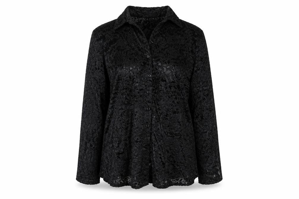 Womens UK Size 18 Sara Neal Black Basic Button-Up