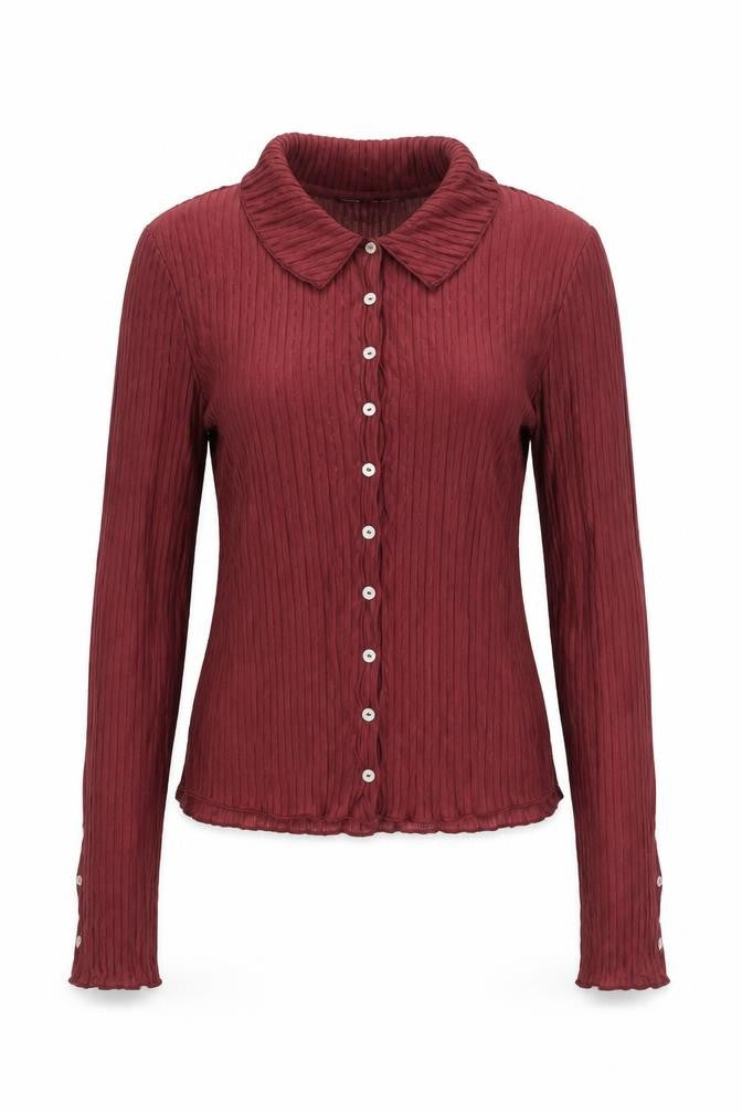 Womens UK Size S Zara Red Basic Button-Up