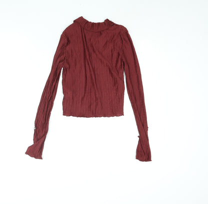 Womens UK Size S Zara Red Basic Button-Up