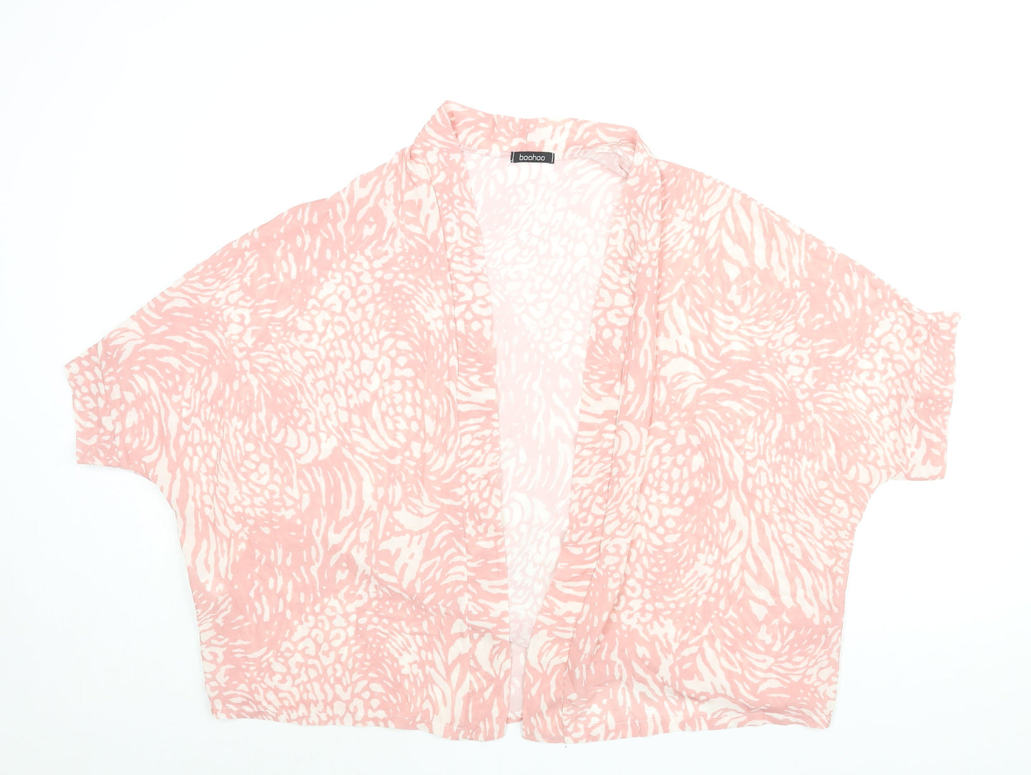 Boohoo Womens Pink Geometric Polyester Kimono Blouse Size 10 V-Neck - Size 10-12