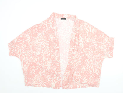 Boohoo Womens Pink Geometric Polyester Kimono Blouse Size 10 V-Neck - Size 10-12