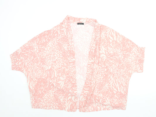 Boohoo Womens Pink Geometric Polyester Kimono Blouse Size 10 V-Neck - Size 10-12