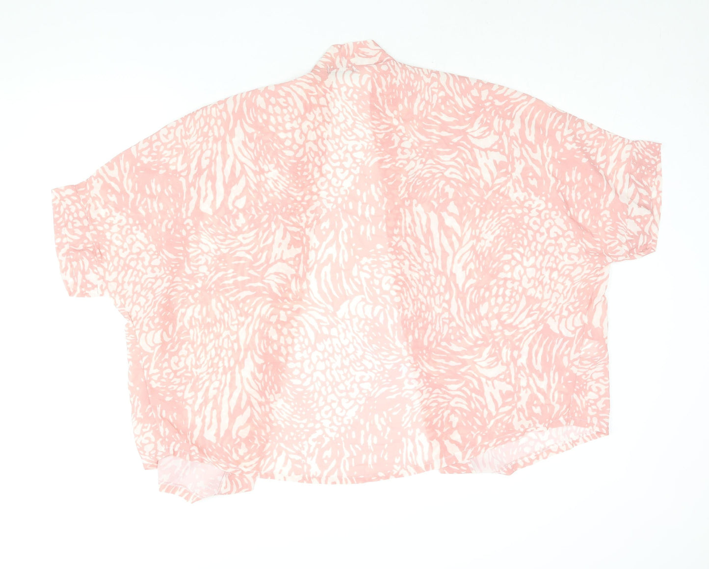 Boohoo Womens Pink Geometric Polyester Kimono Blouse Size 10 V-Neck - Size 10-12