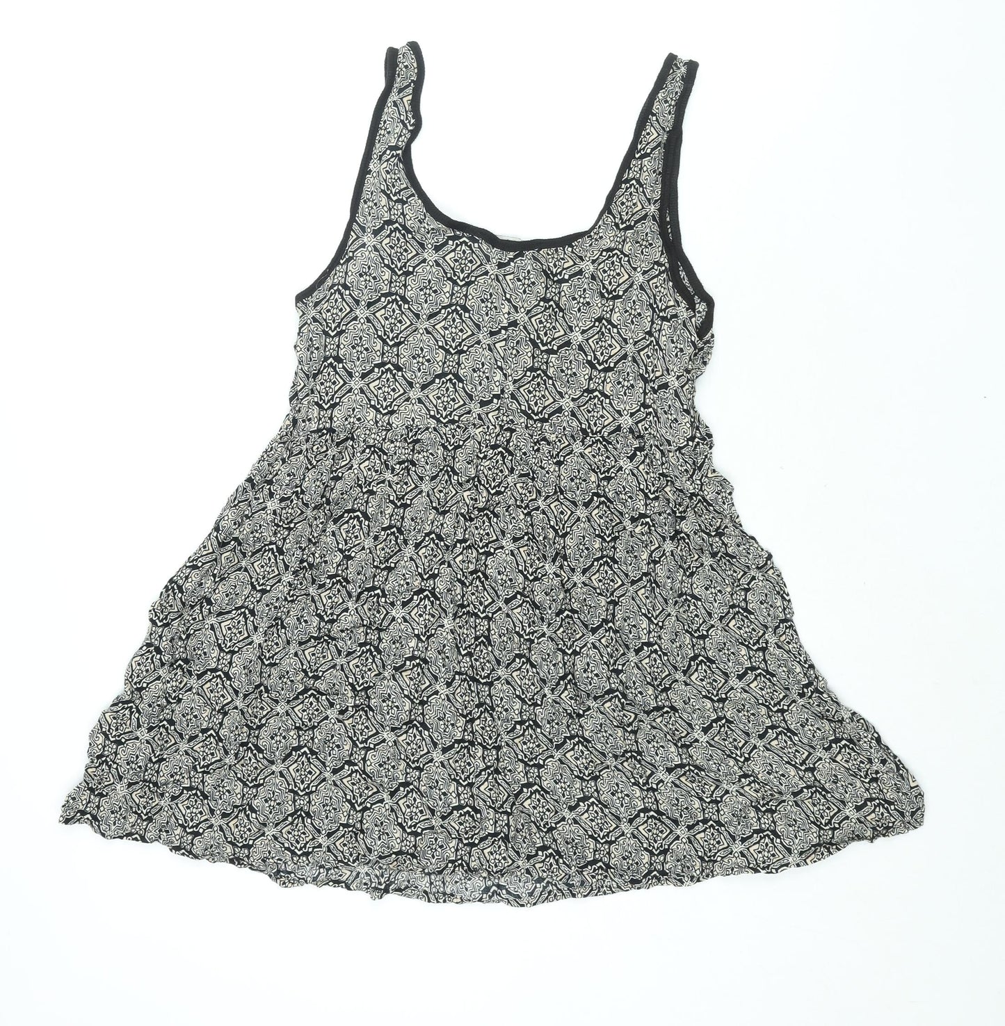 FOREVER 21 Womens Black Geometric Polyester A-Line Size S Scoop Neck Pullover - Smockd