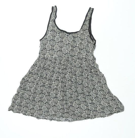 FOREVER 21 Womens Black Geometric Polyester A-Line Size S Scoop Neck Pullover - Smockd