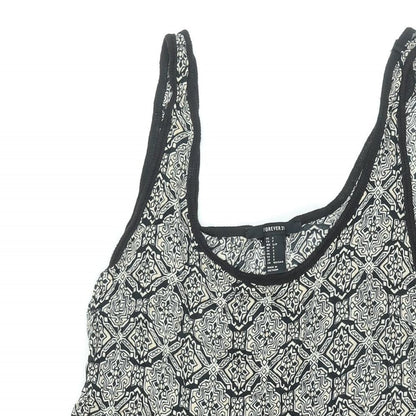 FOREVER 21 Womens Black Geometric Polyester A-Line Size S Scoop Neck Pullover - Smockd