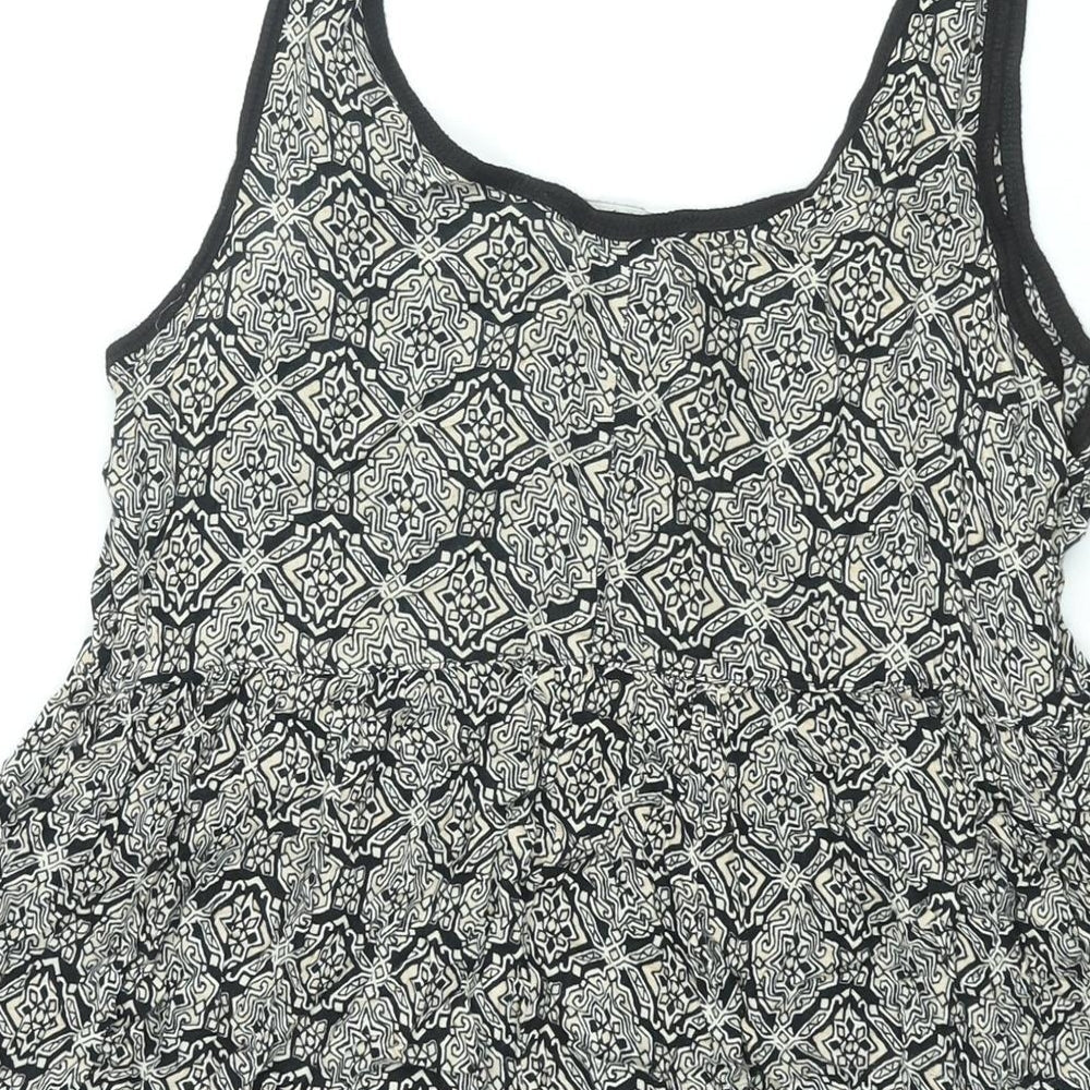 FOREVER 21 Womens Black Geometric Polyester A-Line Size S Scoop Neck Pullover - Smockd