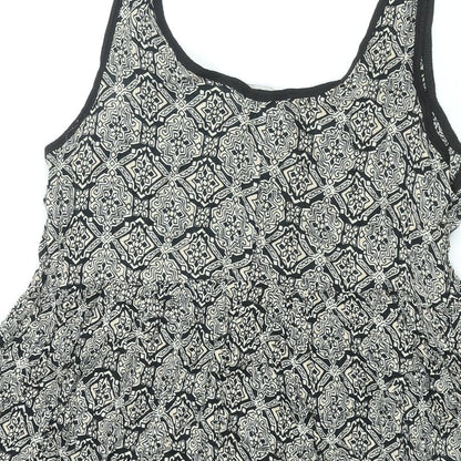 FOREVER 21 Womens Black Geometric Polyester A-Line Size S Scoop Neck Pullover - Smockd