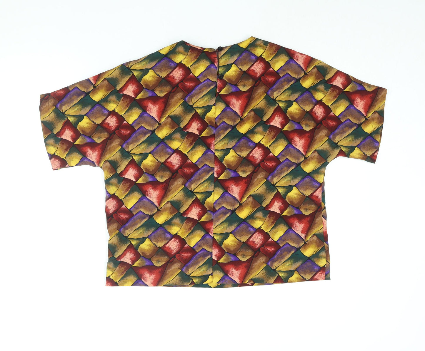 Che Studio Womens Multicoloured Geometric Polyester Basic Blouse Size M Round Neck