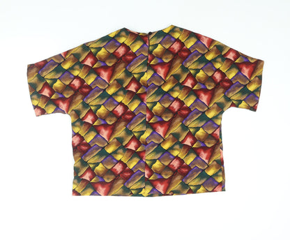 Che Studio Womens Multicoloured Geometric Polyester Basic Blouse Size M Round Neck