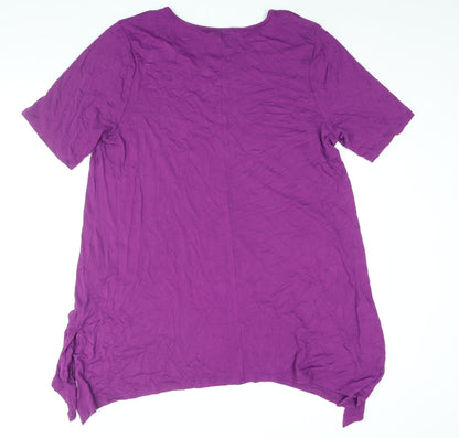 Zim & Zoe Womens Purple Viscose T-Shirt Dress Size 20 Scoop Neck Pullover
