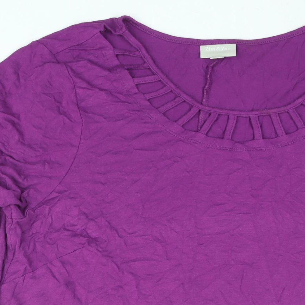 Zim & Zoe Womens Purple Viscose T-Shirt Dress Size 20 Scoop Neck Pullover