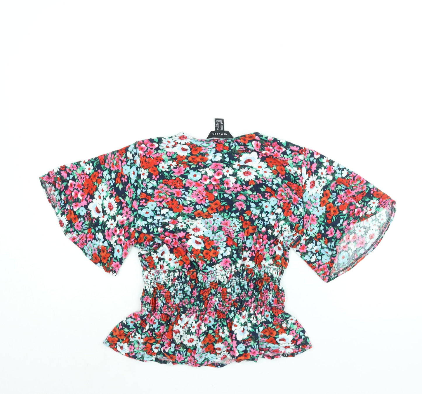 New Look Womens Multicoloured Floral Viscose Basic Blouse Size 12 V-Neck - Peplum