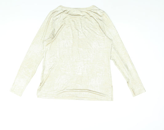 Autograph Womens Gold Polyester Basic Blouse Size 12 Round Neck
