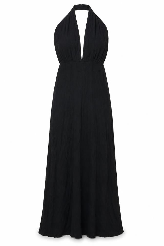 ASOS Womens Black Cotton Maxi Size 8 V-Neck Button