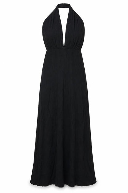 ASOS Womens Black Cotton Maxi Size 8 V-Neck Button