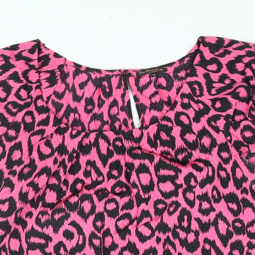 Womens UK Size 14 River Island Pink Basic Blouse