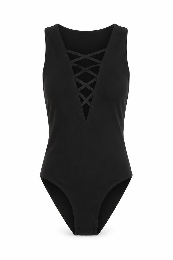 Womens UK Size 6 Topshop One-Piece Black Bodysuit