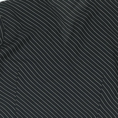 Anne Brooks Womens Black Striped Polyester Basic Button-Up Size 12 Collared