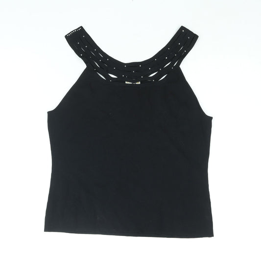 Womens UK Size M Roman Black Vest Jumper