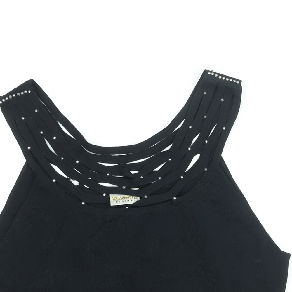 Womens UK Size M Roman Black Vest Jumper