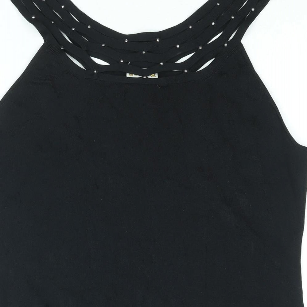 Womens UK Size M Roman Black Vest Jumper